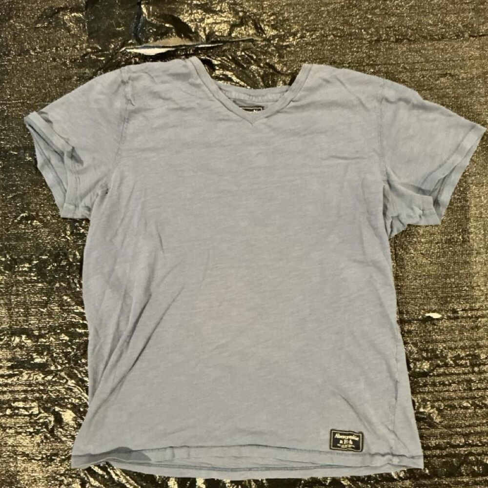 Abercrombie-fitch Women's Blue and Grey T-shirt